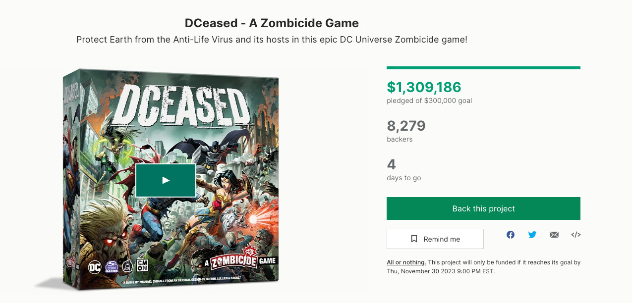 Time is Running Out to back CMON’s DCeased Zombicide Kickstarter!